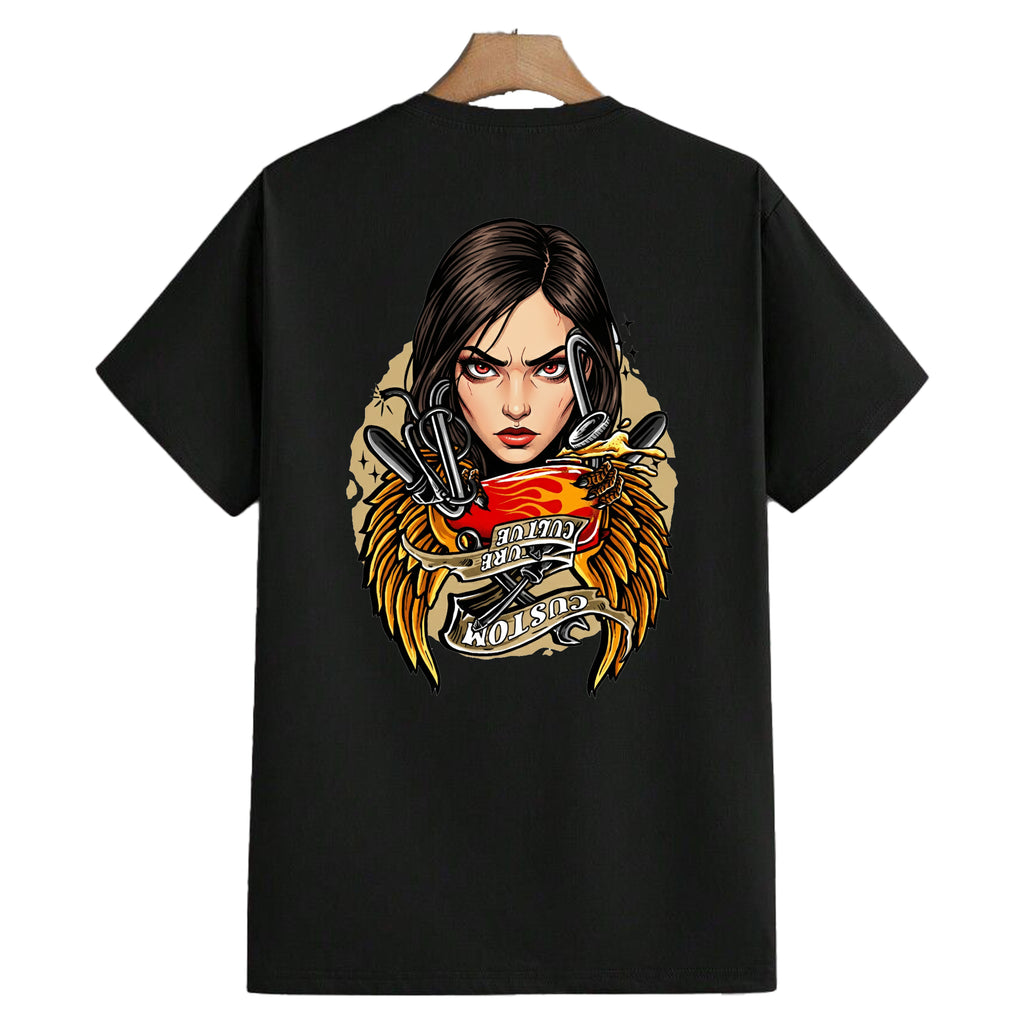 Hellroads Garage 'Full Throttle' Custom Motorcycle T-Shirt – High-Definition DTF Print Biker Apparel – Ultra-Soft Performance Cotton – Odor Free & Sun Protected