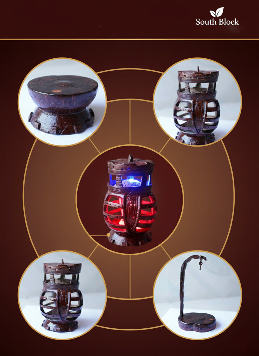 Handcrafted Decorative Coconut Shell Night Lamp | Natural Eco-friendly Table Light for Living Room & Bedroom Décor | Ideal for Office Desk & Study Table