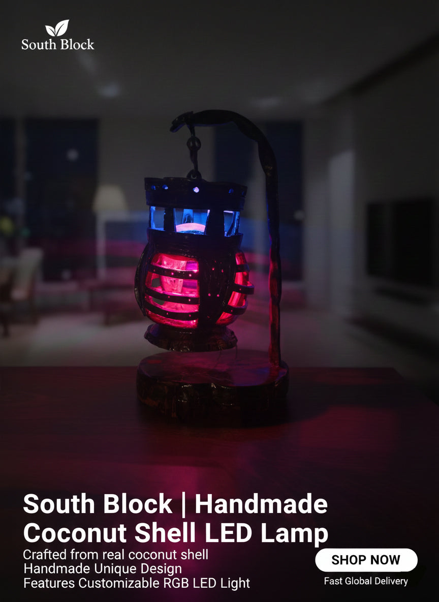 Handcrafted Decorative Coconut Shell Night Lamp | Natural Eco-friendly Table Light for Living Room & Bedroom Décor | Ideal for Office Desk & Study Table